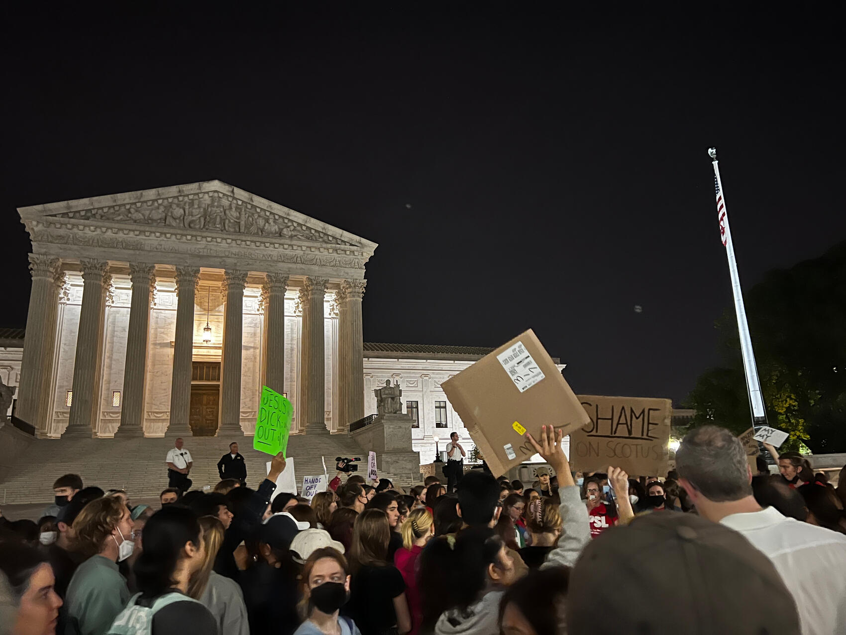 Crowds gather the night of the leak