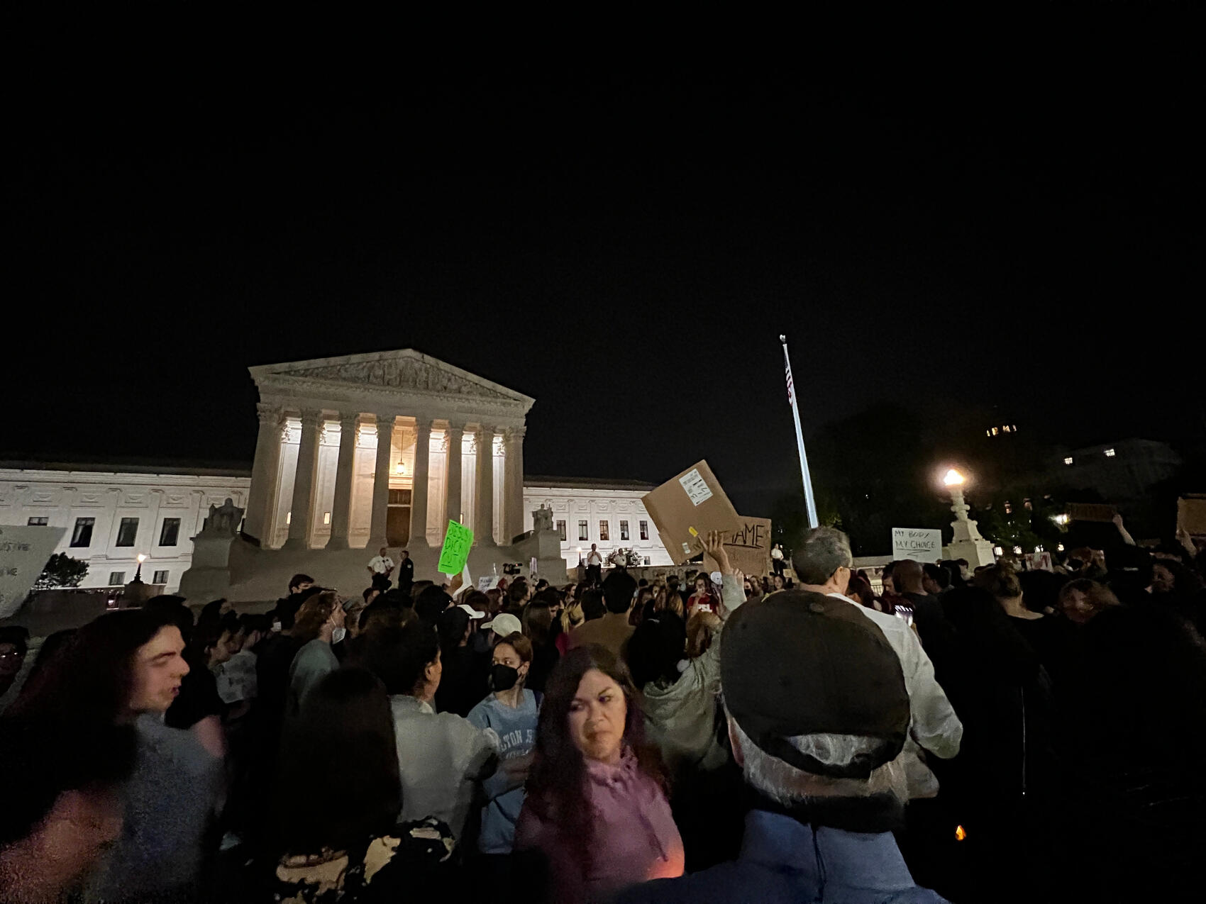 Crowds gather the night of the leak